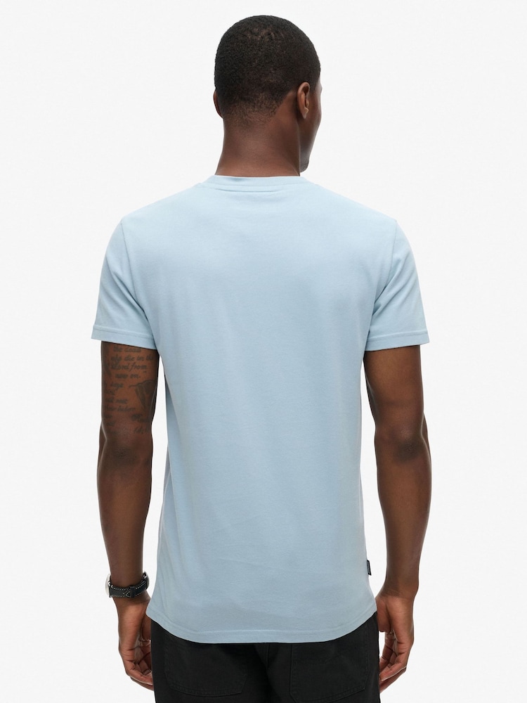 Superdry Blue Essential Logo Embroidered T-Shirt - Image 2 of 6