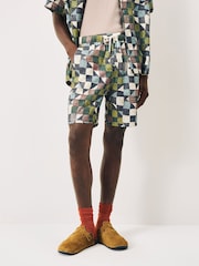 Scotch & Soda Green Fave Printed Bermuda Elasticated Waist Shorts - Image 1 of 4