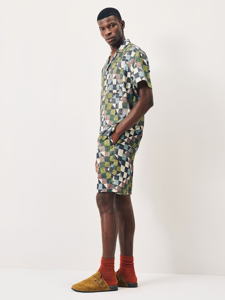 Scotch & Soda Green Fave Printed Bermuda Elasticated Waist Shorts - Image 2 of 4