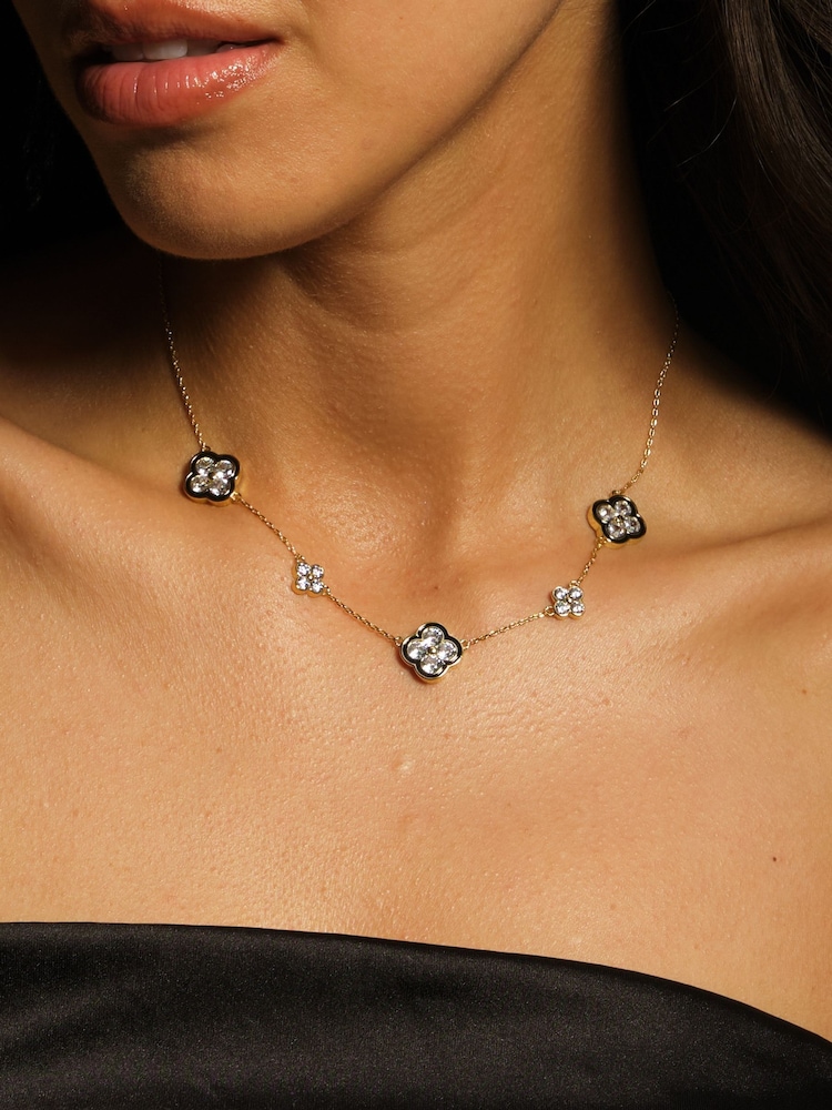 Jon Richard Gold Tone Jet Crystal Clover Necklace - Image 5 of 5 Jon Richard Gold Tone Jet Crystal Clover Necklace - Image 5 of 5