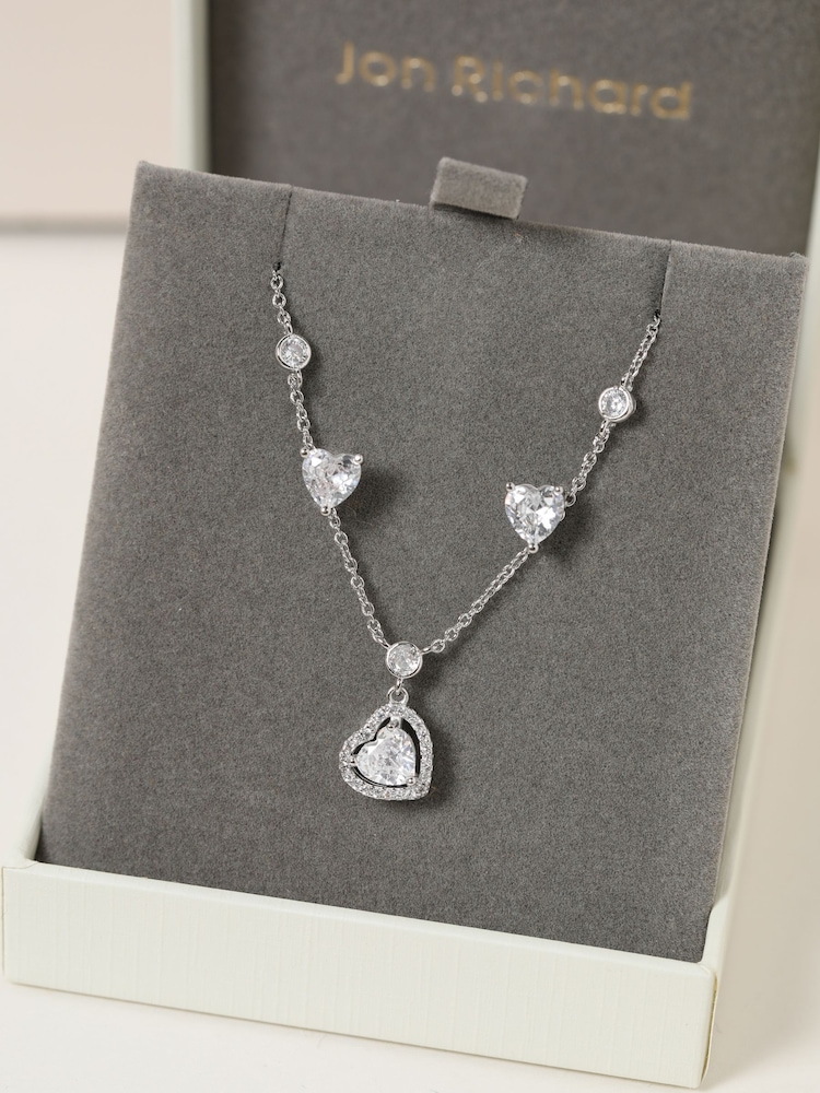 Jon Richard Silver Cubic Zirconia Heart Drop Set Gift Box - Image 3 of 3 Jon Richard Silver Cubic Zirconia Heart Drop Set Gift Box - Image 3 of 3