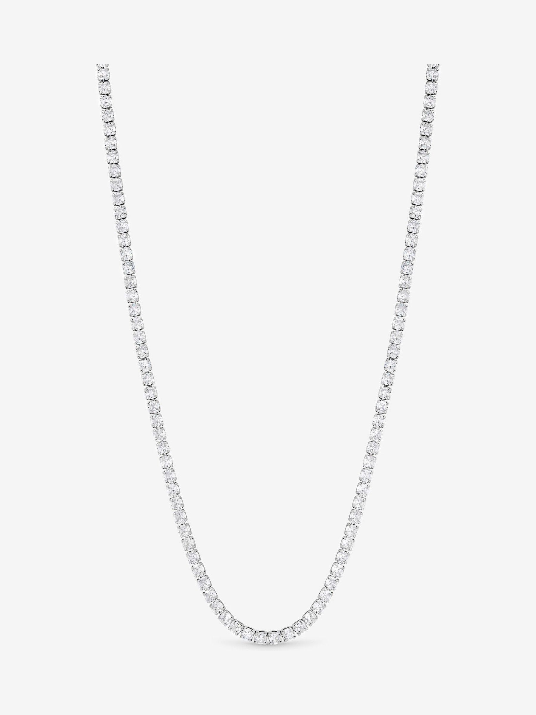 Jon Richard Silver Tone Cubic Zirconia Round Tennis Necklace