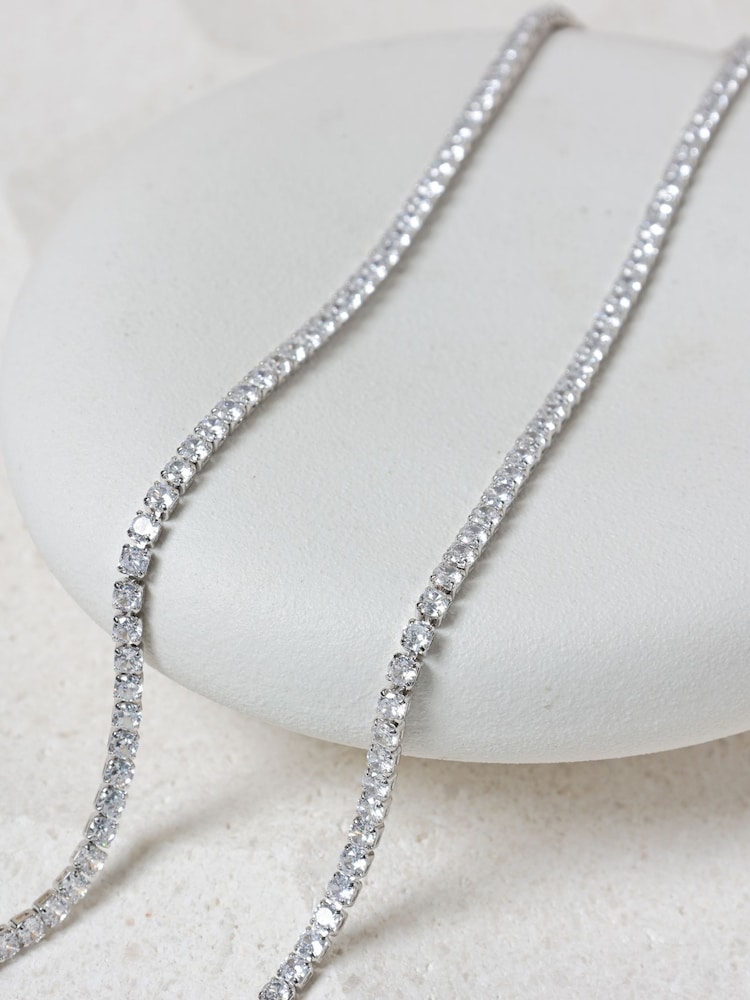 Jon Richard Silver Tone Cubic Zirconia Round Tennis Necklace - Image 3 of 3