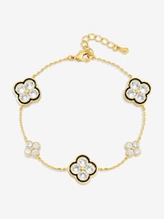 Jon Richard Gold Tone Jet Crystal Clover Bracelet Gift Box - Image 2 of 5
