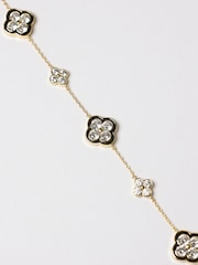 Jon Richard Gold Tone Jet Crystal Clover Bracelet Gift Box - Image 4 of 5