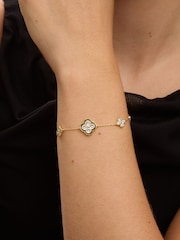 Jon Richard Gold Tone Jet Crystal Clover Bracelet Gift Box - Image 5 of 5