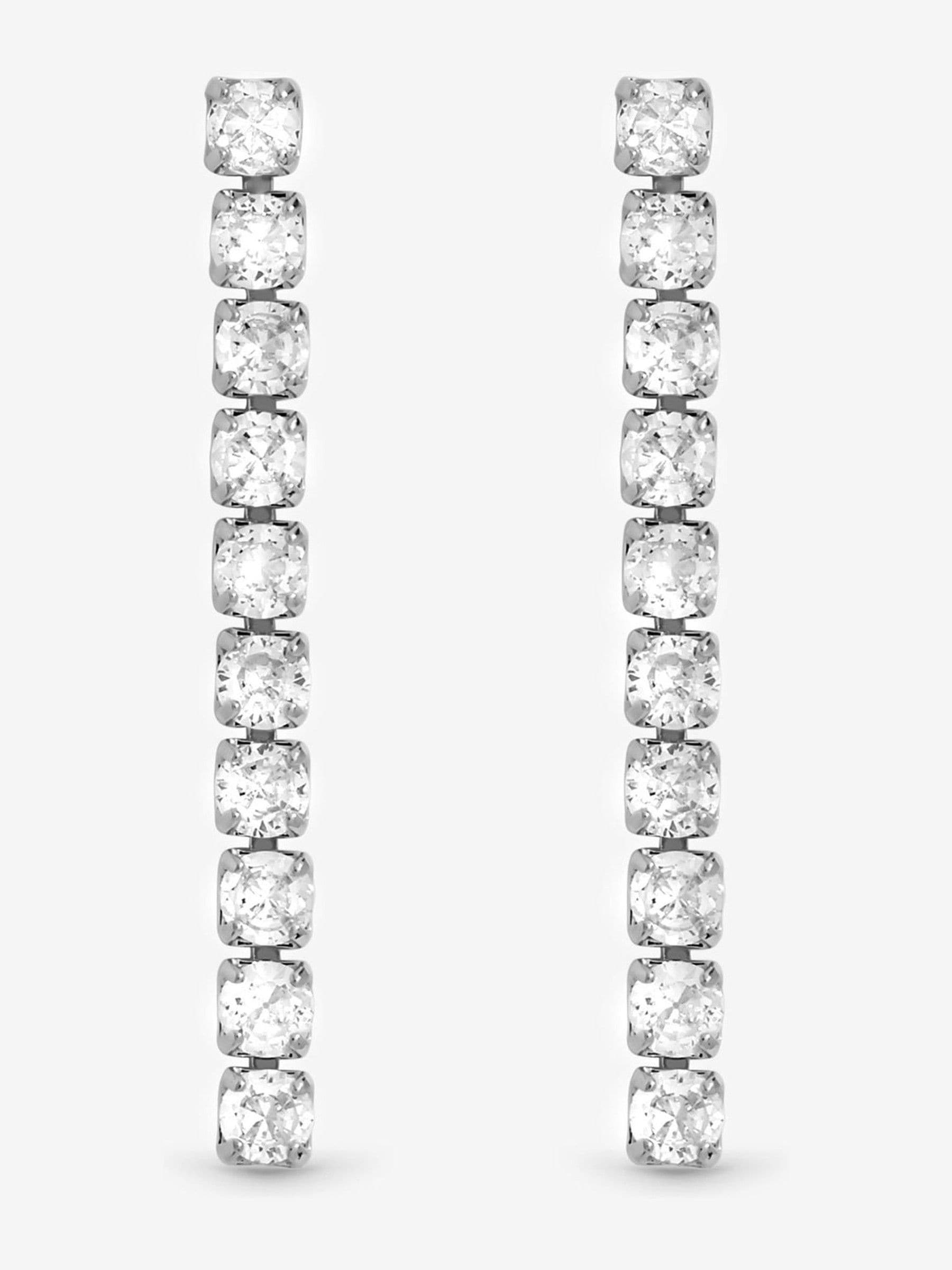 Jon Richard Silver Tone Cubic Zirconia Round Tennis Earrings