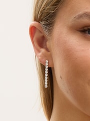 Jon Richard Silver Tone Cubic Zirconia Round Tennis Earrings - Image 2 of 3