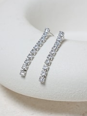 Jon Richard Silver Tone Cubic Zirconia Round Tennis Earrings - Image 3 of 3