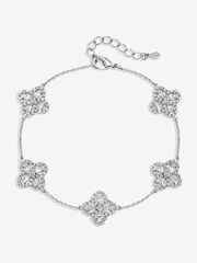 Jon Richard Silver Tone Cubic Zirconia Clover Bracelet Gift Box - Image 2 of 5
