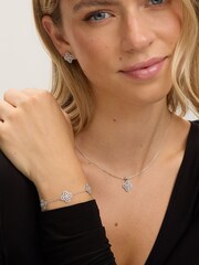 Jon Richard Silver Tone Cubic Zirconia Clover Bracelet Gift Box - Image 3 of 5