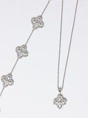 Jon Richard Silver Tone Cubic Zirconia Clover Bracelet Gift Box - Image 4 of 5