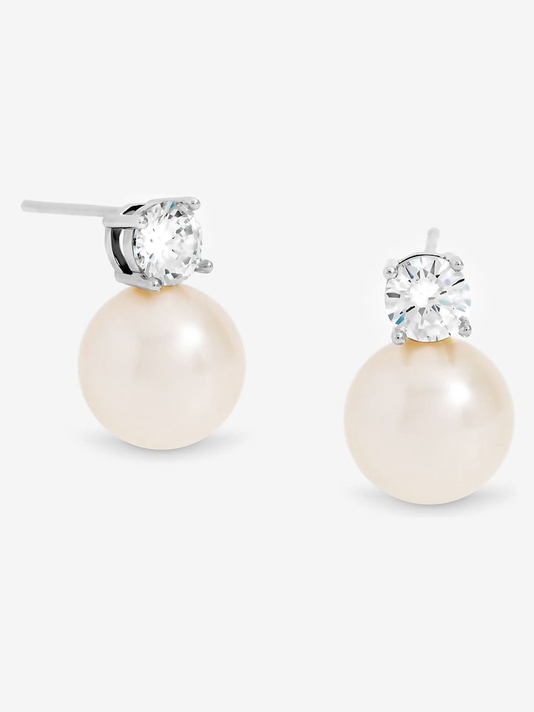 Jon Richard Silver Tone Pearl Crystal Earrings - Image 1 of 1