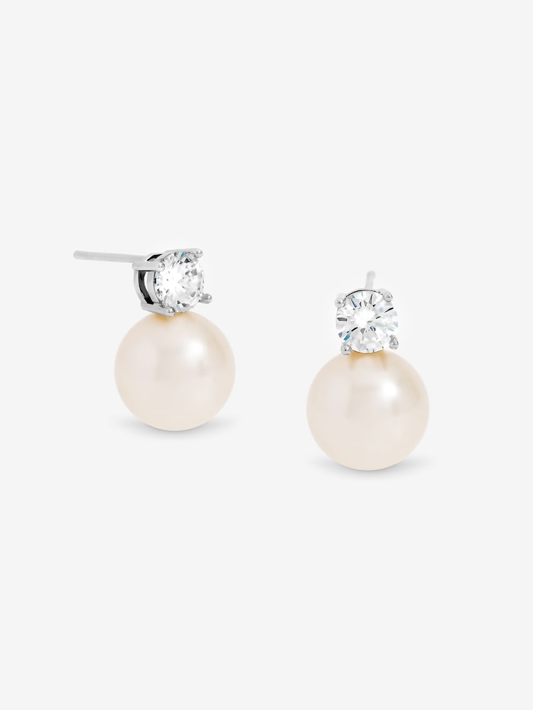 Jon Richard Silver Tone Pearl Crystal Earrings - Image 3 of 3