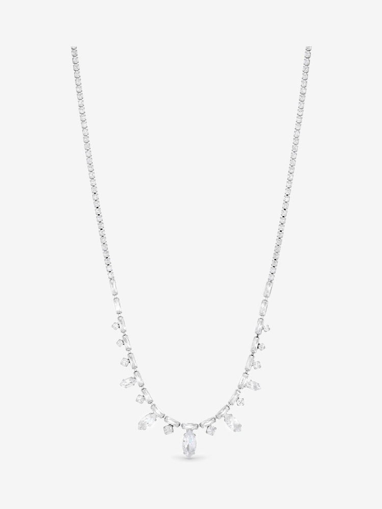 Jon Richard Silver Tone Cubic Zirconia Navette Stone Drop Necklace - Image 1 of 3