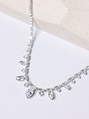 Jon Richard Silver Tone Cubic Zirconia Navette Stone Drop Necklace - Image 2 of 3