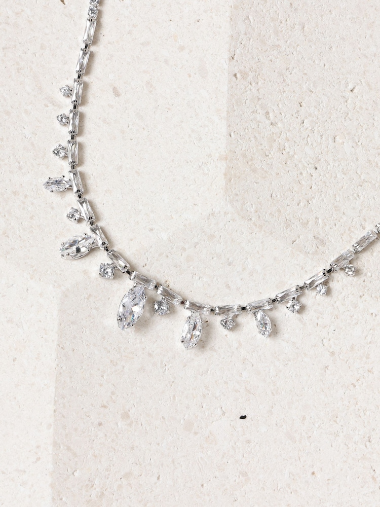 Jon Richard Silver Tone Cubic Zirconia Navette Stone Drop Necklace - Image 3 of 3