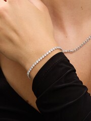 Jon Richard Silver Tone Cubic Zirconia Round Tennis Bracelet - Image 2 of 3