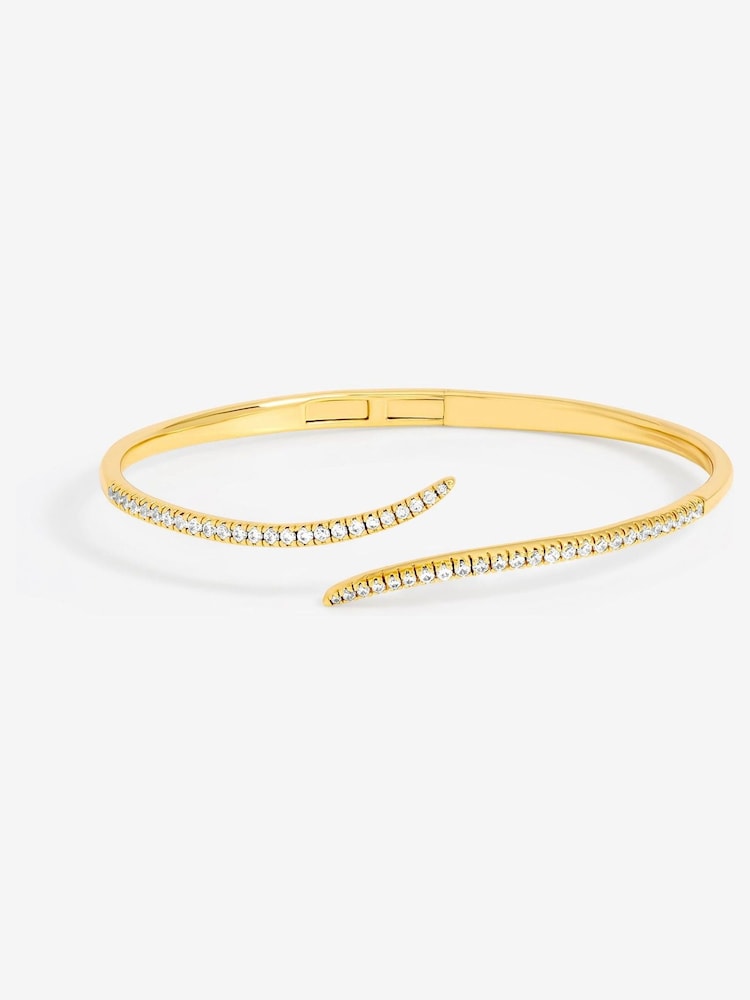 Jon Richard Gold Tone Pave Curved Open Bangle - Image 2 of 4 Jon Richard Gold Tone Pave Curved Open Bangle - Image 2 of 4
