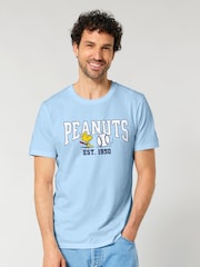All + Every Blue Peanuts Woodstock Playing Baseball Est 1950 Mens T-Shirt - Image 1 of 4