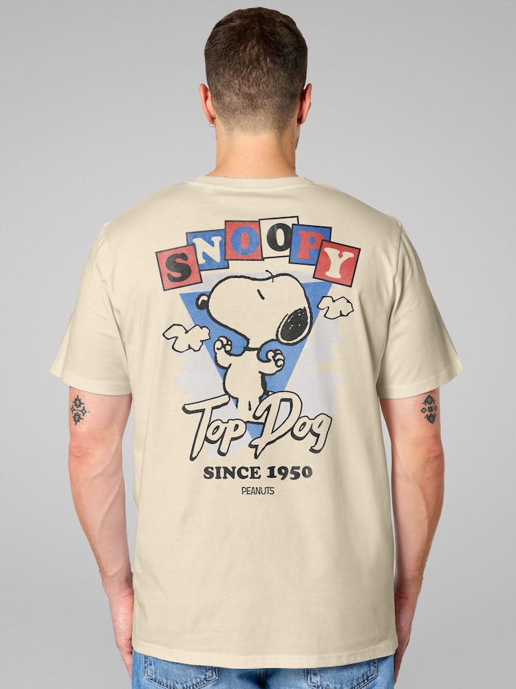 All + Every Cream Peanuts Snoopy Top Dog Since 1950 Back Print Mens T-Shirt - Image 2 of 4