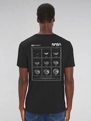 All + Every Black NASA Lunar Eclipse Moon Phases Back Print Men's T-Shirt - Image 1 of 4
