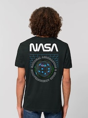 All + Every Black NASA Globe Retro Art Back Print Men's T-Shirt - Image 1 of 4