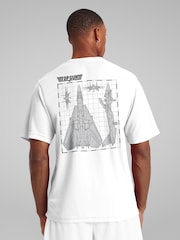 All + Every White Top Gun Fighter Jet Schematics Back Print Men's T-Shirt - Image 1 of 4