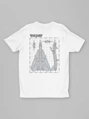 All + Every White Top Gun Fighter Jet Schematics Back Print Men's T-Shirt - Image 3 of 4