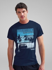 All + Every Blue Volkswagen Type 2 T1 Original Beach Bus Summer Repair Guide Mens T-Shirt - Image 2 of 4