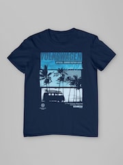All + Every Blue Volkswagen Type 2 T1 Original Beach Bus Summer Repair Guide Mens T-Shirt - Image 3 of 4