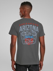 All + Every Grey Route 66 Arizona Motorcycle Back Print Men's T-Shirt - Image 1 of 4
