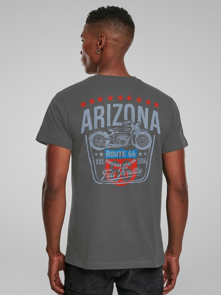 All + Every Grey Route 66 Arizona Motorcycle Back Print Men's T-Shirt - Image 1 of 4
