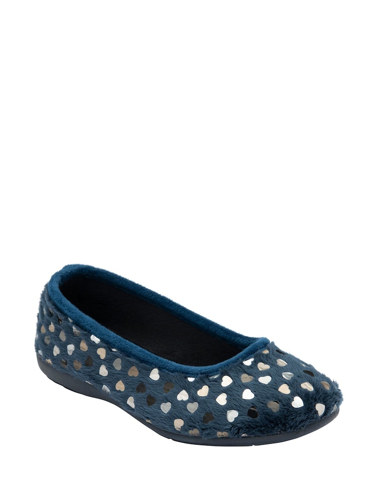 Lotus Blue Textile Ballerina Slippers - Image 1 of 4 Lotus Blue Textile Ballerina Slippers - Image 1 of 4
