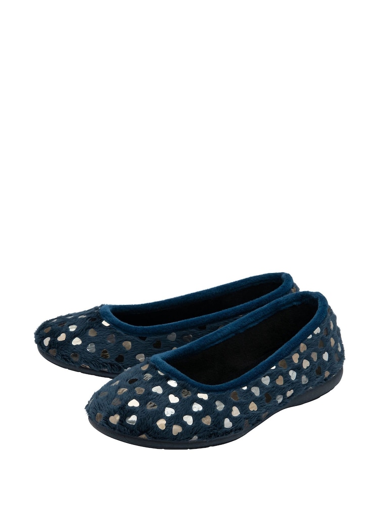 Lotus Blue Textile Ballerina Slippers - Image 2 of 4 Lotus Blue Textile Ballerina Slippers - Image 2 of 4