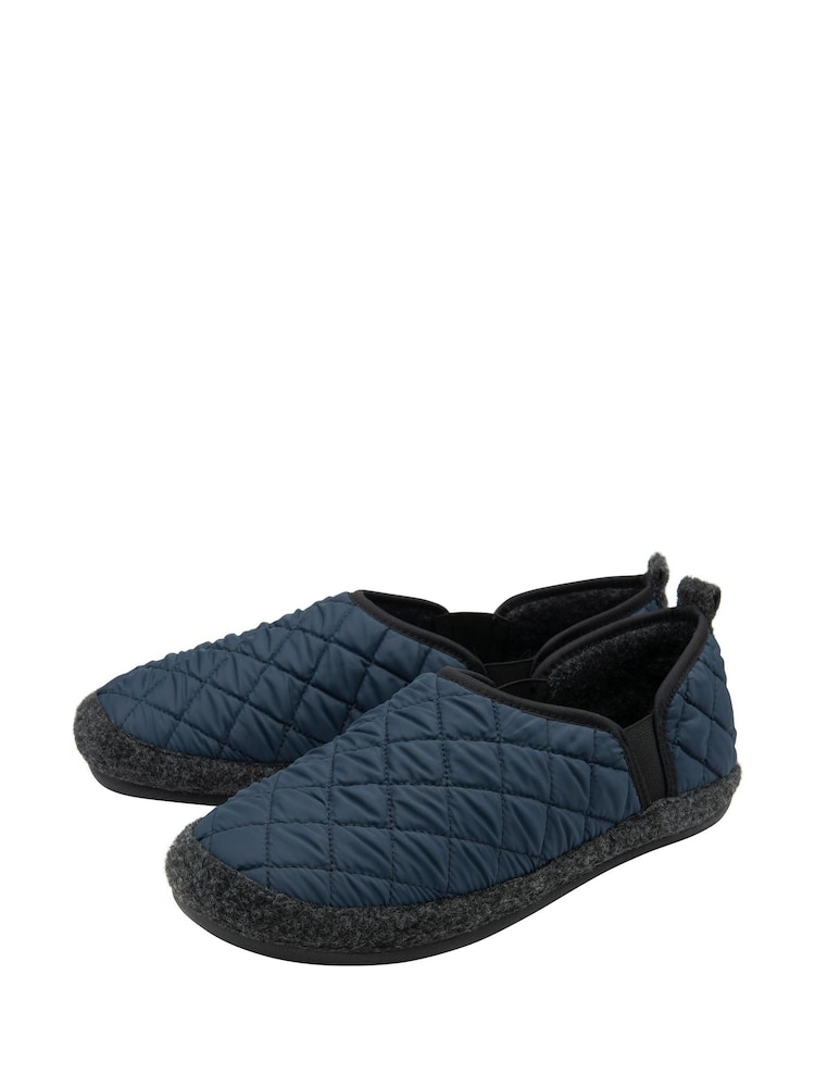 Lotus Blue Textile Quilted Slippers - Image 2 of 4 Lotus Blue Textile Quilted Slippers - Image 2 of 4