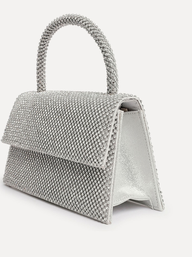 Linzi Silver Desire Embellished Clutch Bag With Top Handle - Image 4 of 4 Linzi Silver Desire Embellished Clutch Bag With Top Handle - Image 4 of 4