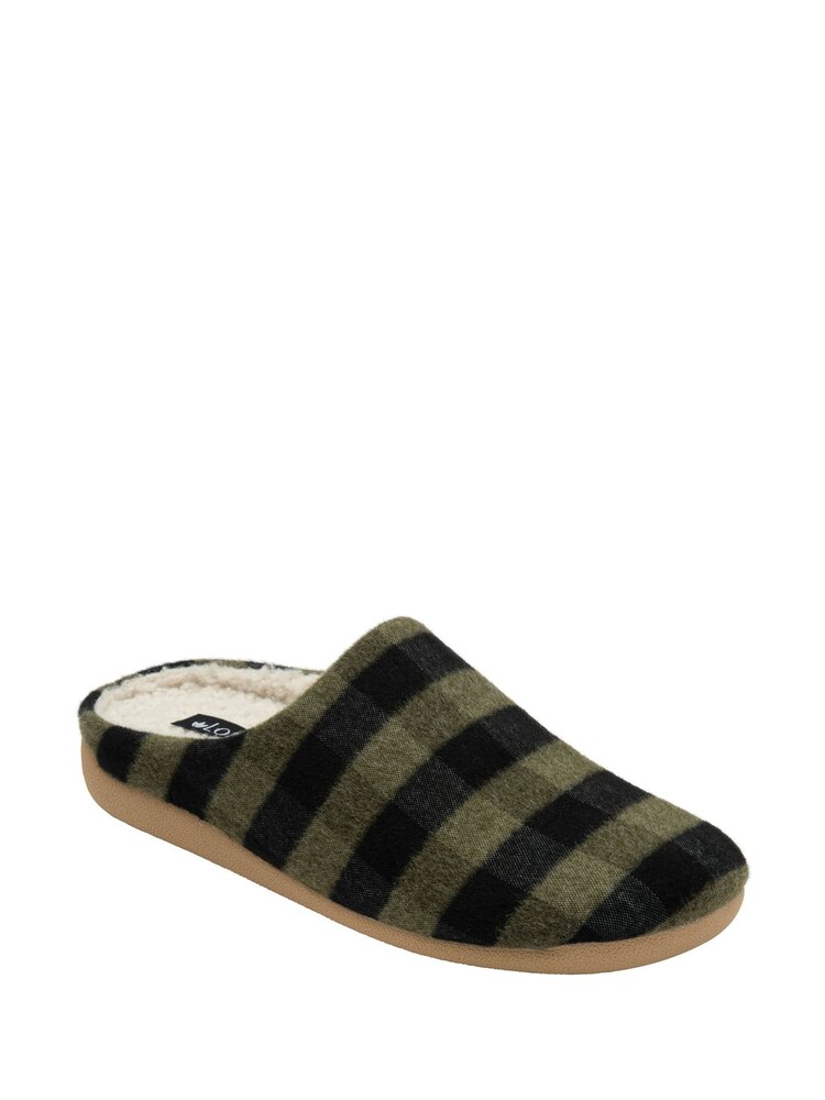 Lotus Green Textile Mule Slippers - Image 1 of 4 Lotus Green Textile Mule Slippers - Image 1 of 4