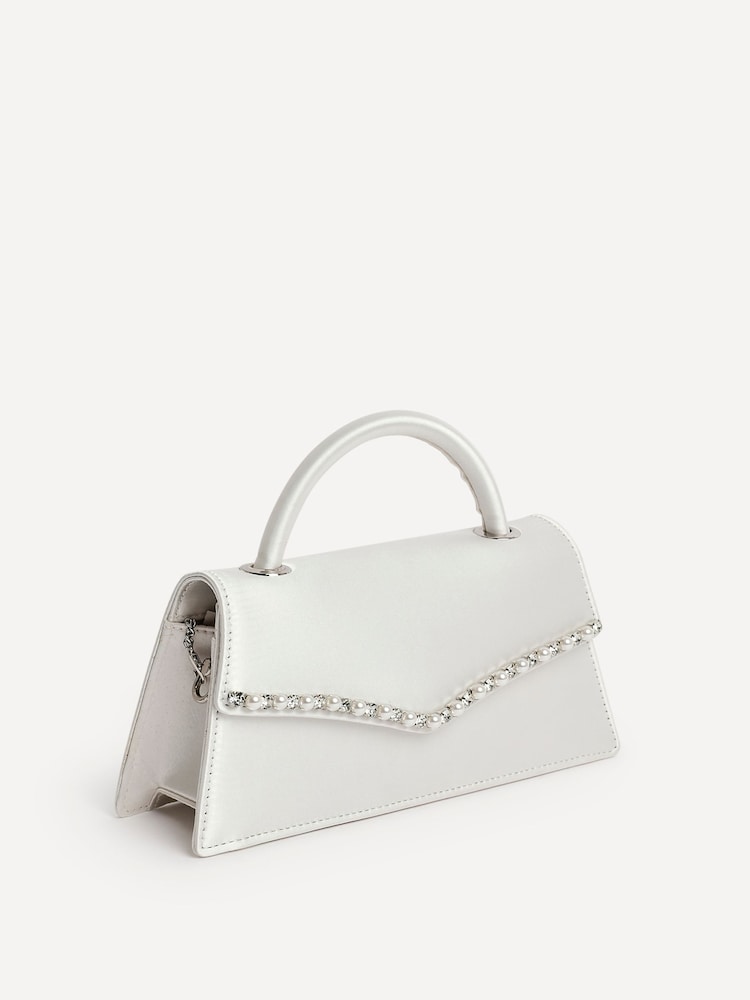 Linzi Sorelle Pearl Embellished Clutch Bag With Top Handle - Image 2 of 5 Linzi Sorelle Pearl Embellished Clutch Bag With Top Handle - Image 2 of 5