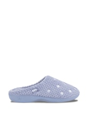 Totes Blue Isotoner Ladies Popcorn Terry Mule Slippers - Image 2 of 5