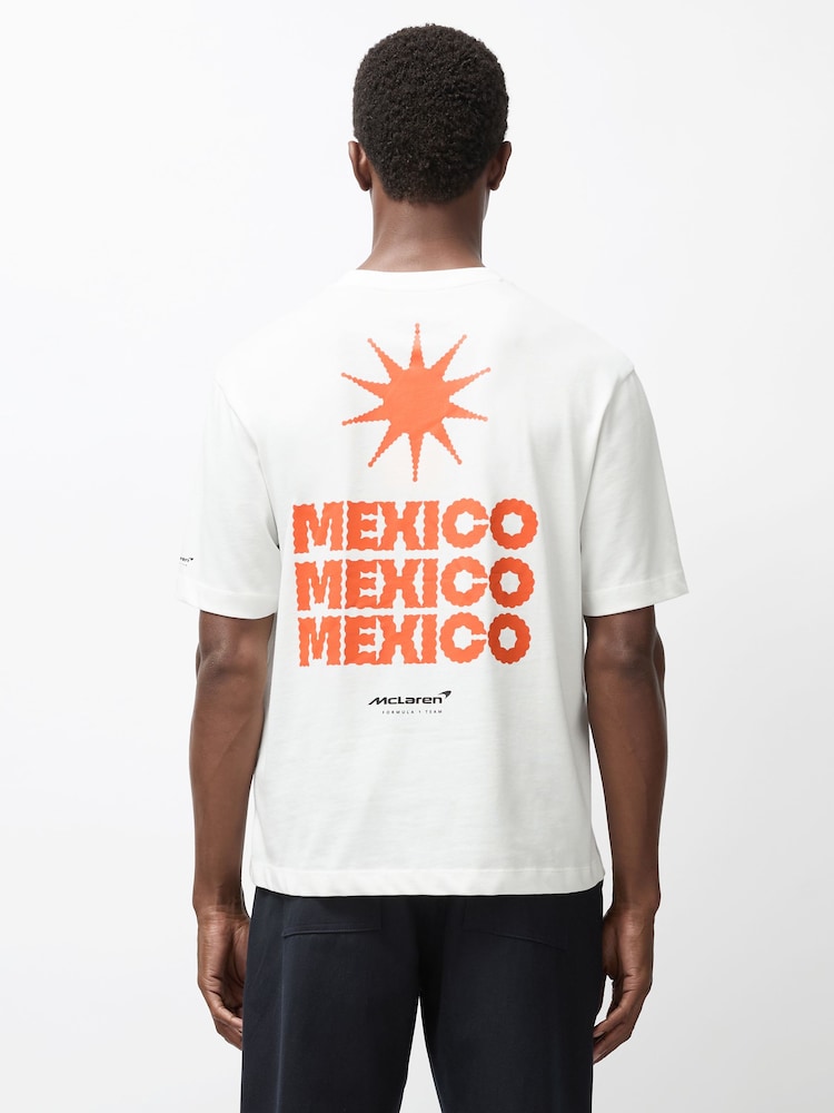 Reiss White Tomas Mclaren F1 Team Mexico City GP T-Shirt Unisex Fit - Image 1 of 9 Reiss White Tomas Mclaren F1 Team Mexico City GP T-Shirt Unisex Fit - Image 1 of 9