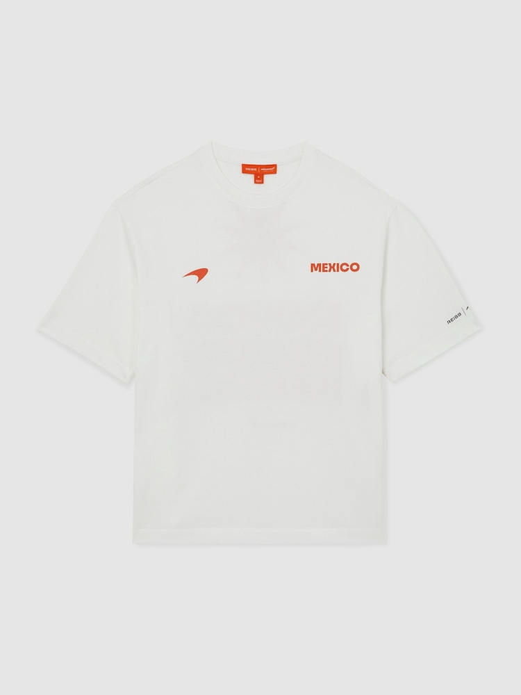 Reiss White Tomas Mclaren F1 Team Mexico City GP T-Shirt Unisex Fit - Image 2 of 9 Reiss White Tomas Mclaren F1 Team Mexico City GP T-Shirt Unisex Fit - Image 2 of 9