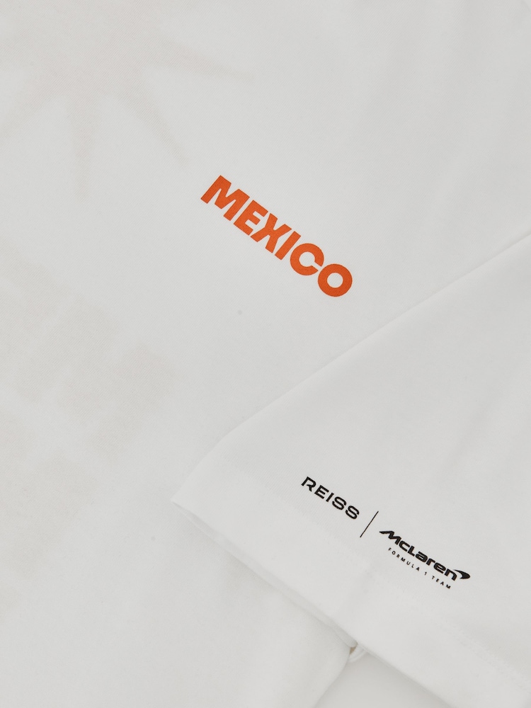 Reiss White Tomas Mclaren F1 Team Mexico City GP T-Shirt Unisex Fit - Image 9 of 9 Reiss White Tomas Mclaren F1 Team Mexico City GP T-Shirt Unisex Fit - Image 9 of 9
