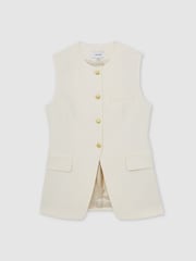 Reiss Cream Athena High-Neck Longline Waistcoat - Image 2 of 6