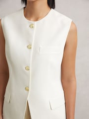 Reiss Cream Athena High-Neck Longline Waistcoat - Image 3 of 6