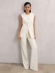 Reiss Cream Athena High-Neck Longline Waistcoat - Image 4 of 6