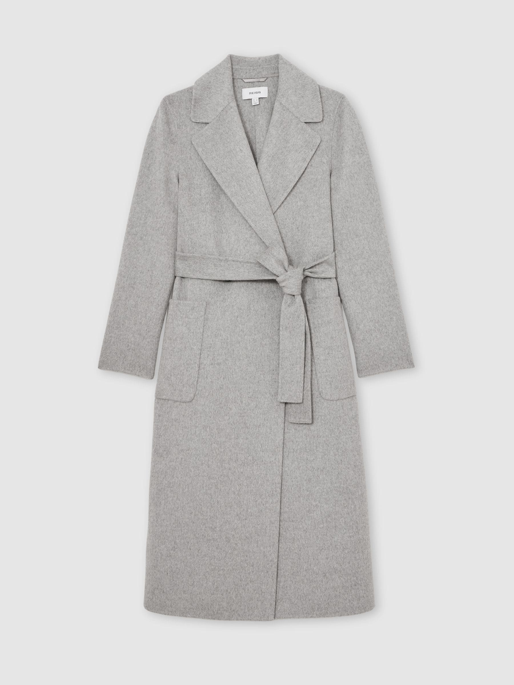 Buy Reiss Grey Lucia Wool-Blend Double-Breasted Blindseam Coat