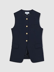 Reiss Navy Athena High-Neck Longline Waistcoat - Image 2 of 6