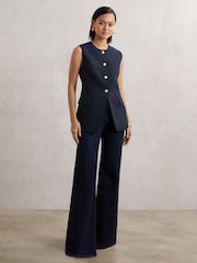 Reiss Navy Athena High-Neck Longline Waistcoat - Image 4 of 6