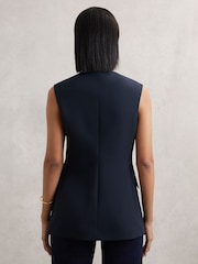 Reiss Navy Athena High-Neck Longline Waistcoat - Image 5 of 6